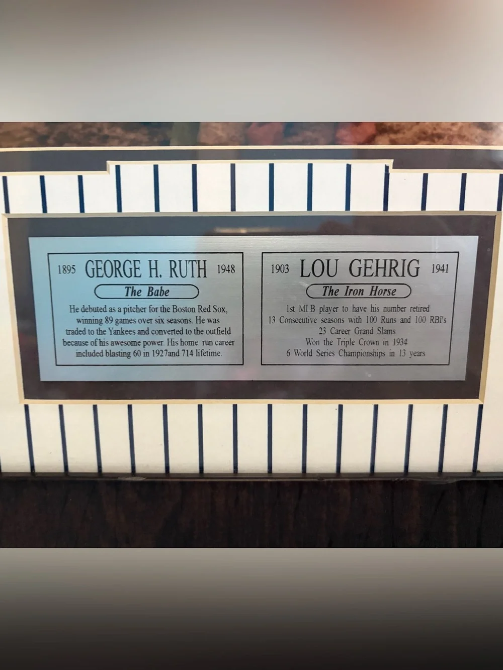 Framed 1927 Barnstorming Tour Babe Ruth and Lou Gehrig Photo